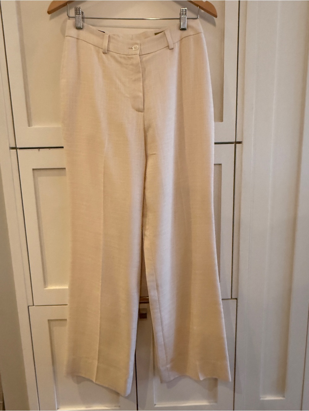Paul Stuart Light Cream Wide-Leg Trousers